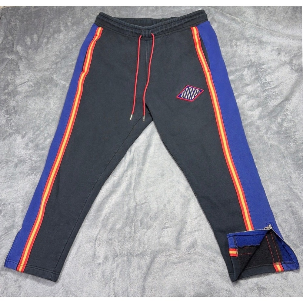 Jordan Mens Standard Fit Side Stripe Fleece Jogger Sweatpants Black XXL